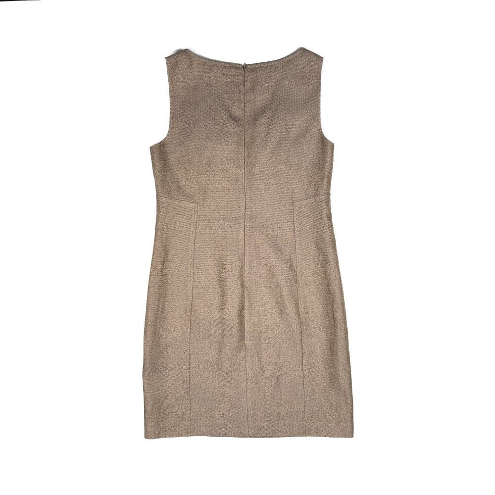Talbots‎ Petites Linen Gold Tan V-Neck Sheath Midi Dress Size 8P - NWOT - Picture 4 of 6